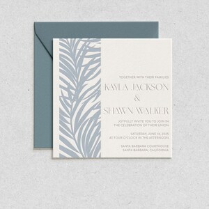 The Square Palms | Letterpress Wedding Invitation & Envelope