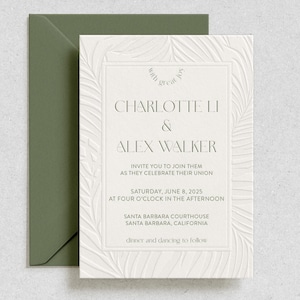 The Palms Border Suite: Letterpress Wedding Invitation & Envelope
