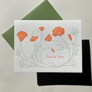California Poppies Thank You // Letterpress Thank You Card