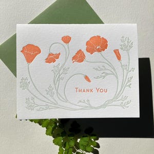 CA Poppy Thank You Card Set // Letterpress Card Set