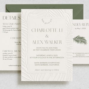 The Palms Border Suite (3pc) | Letterpress Wedding Invitation