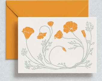 California Poppy Letterpress Card