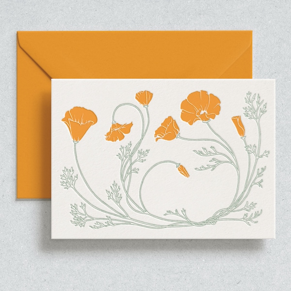 California Poppy Letterpress Card