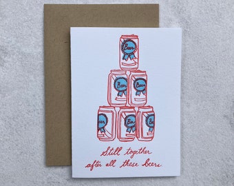 Still together after all these beers // Letterpress Card