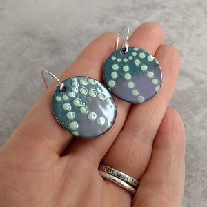 Beautiful and unusual enamel earrings, contemporary enamel, contemporary jewellery, OOAK, urchin earrings