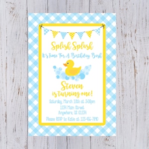 Rubber Duck Birthday Invitation BLUE