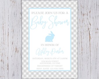 Bunny Baby Boy Baby Shower Invitation