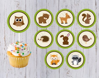 PRINTABLE Woodland Animals Cupcake Toppers Woodland Oh Boy - Etsy
