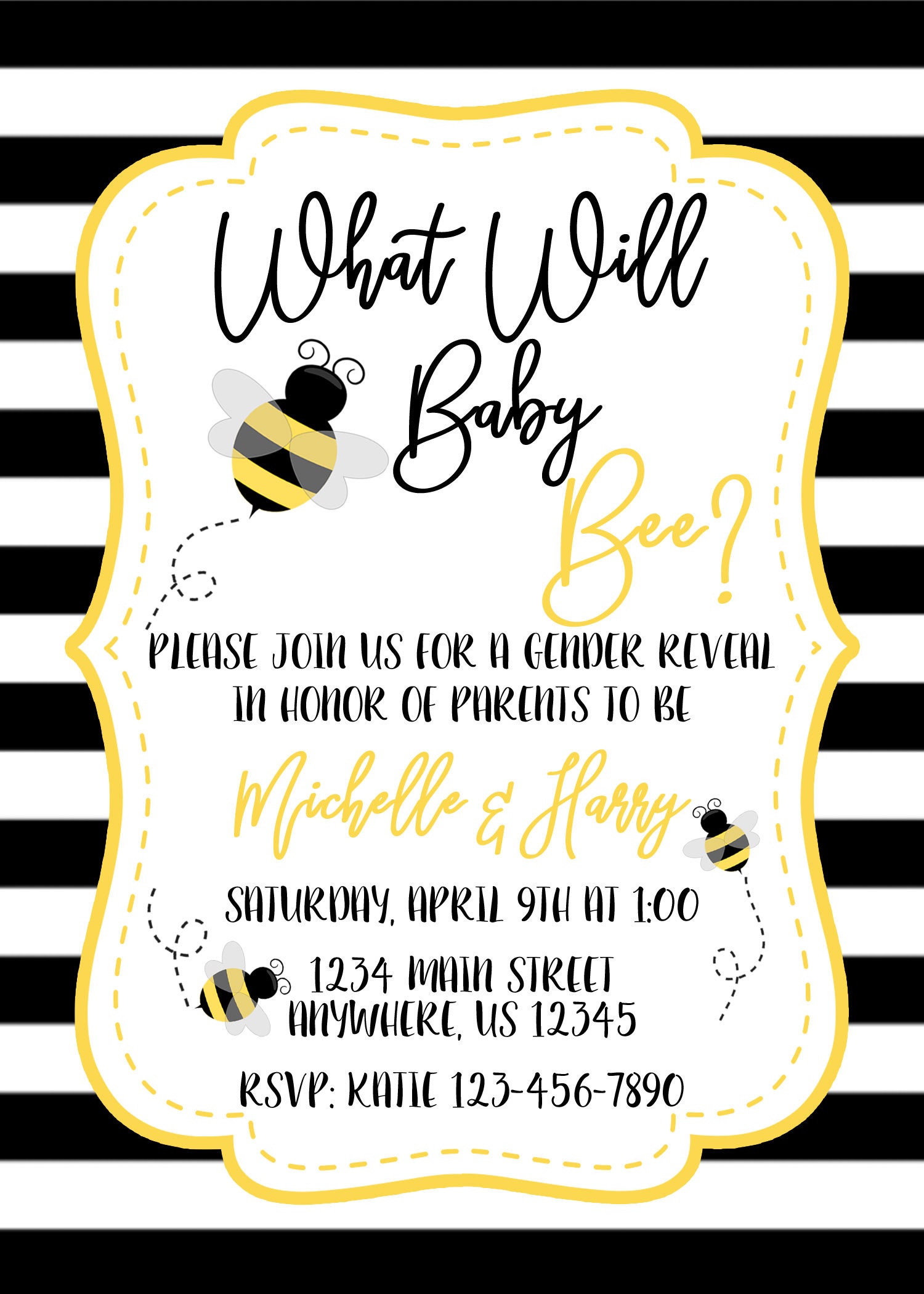Gender Reveal Bee Invitation Etsy