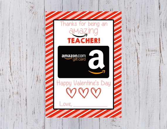Teachers Valentine's Day Printable Gift Card Holder for  Gift Card  5x7 
