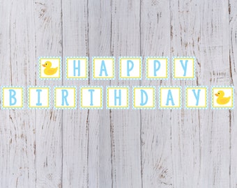 DIGITAL Rubber Duck Happy Birthday Banner