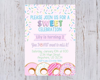 Donut Theme Birthday Invitation