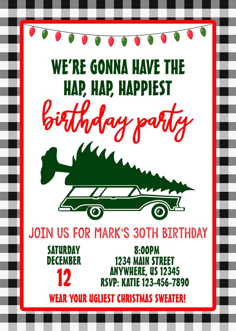 Christmas Vacation Theme Birthday Party Invitation Etsy New Zealand
