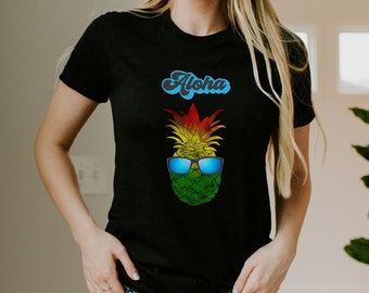 Pineapple Aloha Hawaiian Shirt | Rasta, Pineapple Shirt, Pineapple Gifts, Pineapple Lover, Aloha Beaches, Hawaii Party, Pineapple Sunglasses