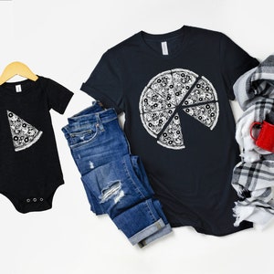 Pizza and Pizza Slice - Baby Bodysuit & Mens T-Shirt Set - Baby Bodysuit, Baby Gift, Clothing Set