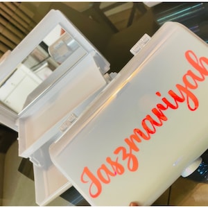 Make Up Organizer, Brush Holder, White Iridescent 90s inspired Caboodle, Bridesmaid Box, Make Up Storage Box