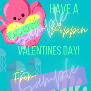 Valentijnsdag Pop It Sleutelhanger Kaart (Onder de Zee Thema) ** DIGITAAL BESTAND **