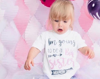 I&#39;m Going to be a Big Sister - Birth Announcement Pregnancy Reveal T-Shirt Top/Vest Glitter for Girl/Baby