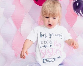 I'm Going to be a Big Sister - Birth Announcement Pregnancy Reveal T-Shirt Top/Vest Glitter for Girl/Baby