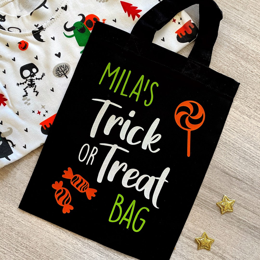 Personalised Halloween Trick or Treat Bag: Glitter Candy Design - Etsy