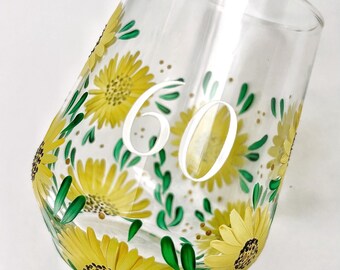 Hand Painted Personalised Tumbler Drinking Glass | Floral Gift