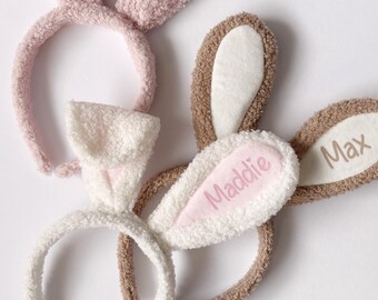 Personalised Easter Bunny Ears Headband: Brown, Pink or White