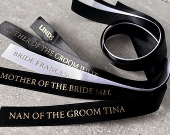 Laços de fita personalizados para copos ou talheres com nome - Estampa metálica