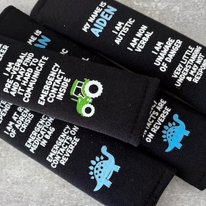 Personalised Children’s Medical Alert Seatbelt Cover: Custom Text and Icon for Autism, Deaf, Blind, Allergy Awareness image 16