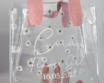 Transparent Personalised Daisy Gift Bag - For Weddings, Birthdays, Teacher Gifts