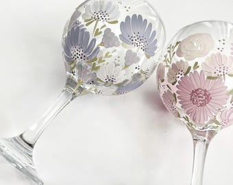 Hand Painted Personalised Gin Glass | Floral Drinkware Gift