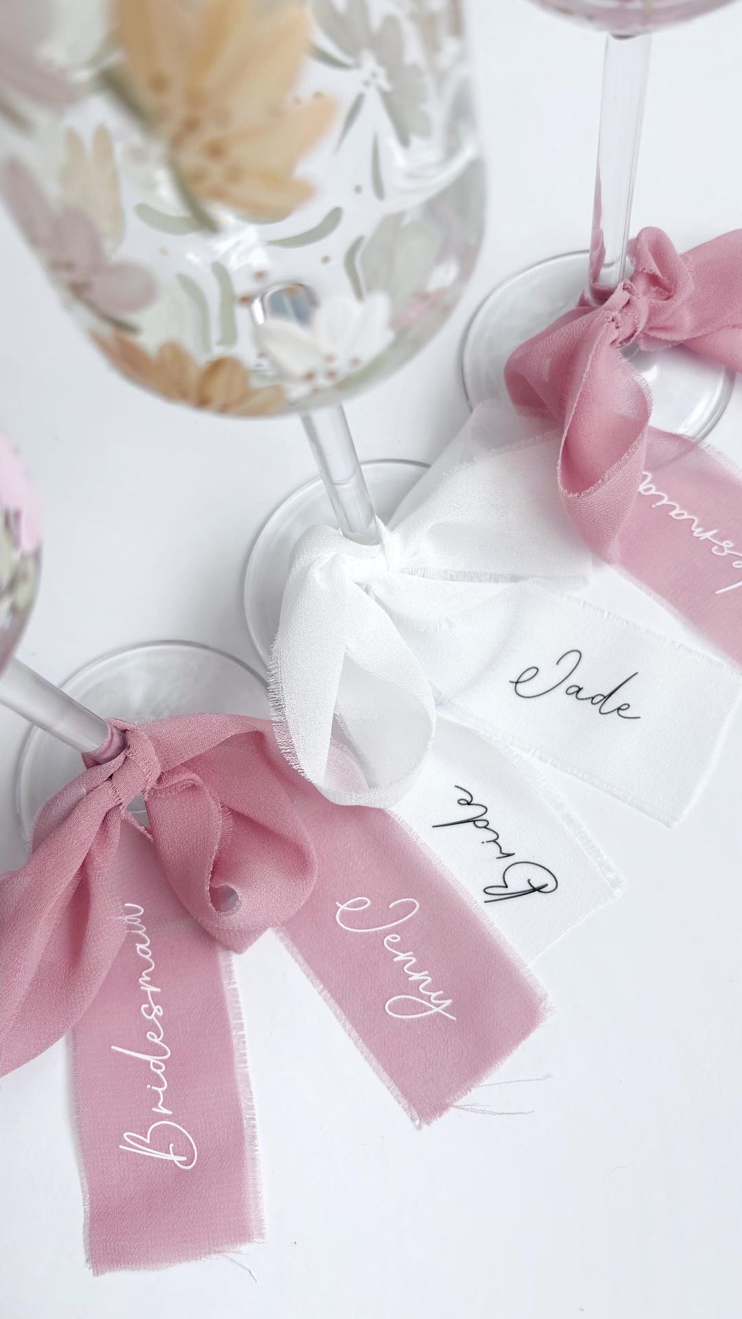 Personalised Chiffon Ribbon Ties for Glasses or Name Place Settings - Etsy