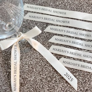 Personalised Ribbon Ties for Glasses or Name Place Settings - Matte Font