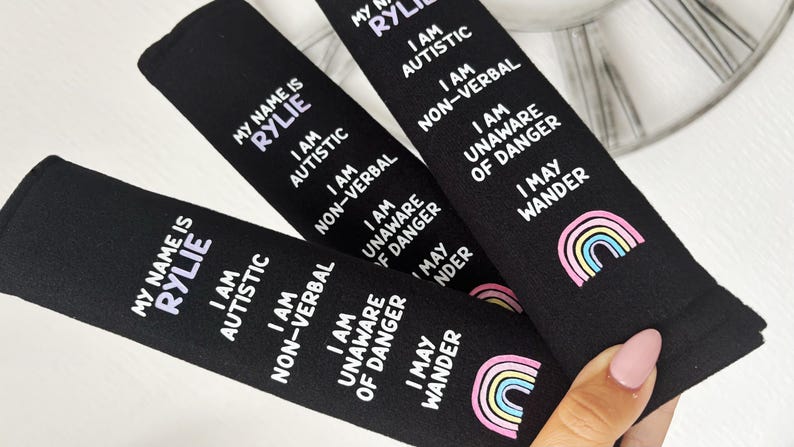 Personalised Children’s Medical Alert Seatbelt Cover: Custom Text and Icon for Autism, Deaf, Blind, Allergy Awareness image 20