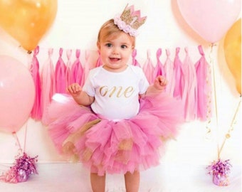 First Birthday Glitter "One" Vest/Bodysuit for Cake Smash, Birthday Photography or Party Outfit