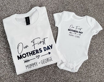 Our First Mothers Day - Mother and Baby Matching Set of T-Shirt/Bodysuit