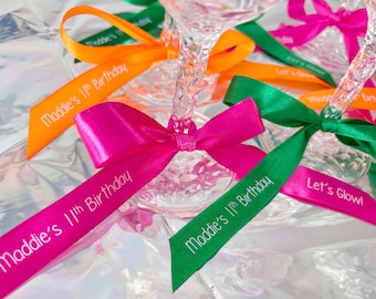 Laços de fita personalizados para copos ou talheres com nome - Fonte personalizada fosca