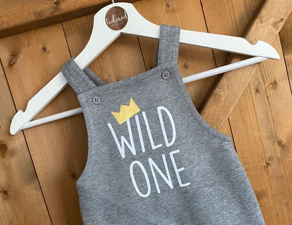 Wild One Birthday Dungarees Black, Khaki, Grey or Pink Outfit