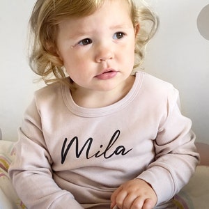 SoftStyle Personalised Baby and Toddler Lounge Set/ Loungewear Cosy Harem Pants/Bottoms for Winter. Cute Birthday or Christmas Gift.