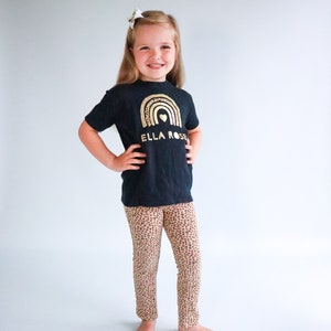 PERSONALIZED Name Outfit - Gold Glitter and Brown, Leopard Print