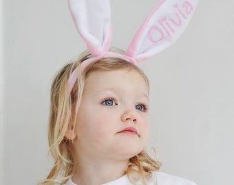 Bandeau de lapin / lapin de Pâques personnalisé - tissu jaune, bleu ou rose prêt à être personnalisé! Convient aux garçons et aux filles.