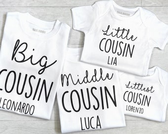 Matching Brother Sister or Cousin T-Shirts. Big Little, Middle Little & Little Little. Envelope Sleeve Bodysuit, Top, Unisex. Holiday Prop.