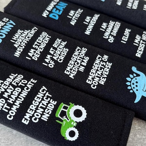 Personalised Children’s Medical Alert Seatbelt Cover: Custom Text and Icon for Autism, Deaf, Blind, Allergy Awareness image 17