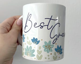 Hand Painted Floral Mug | Personalised Coffee Cup, Custom