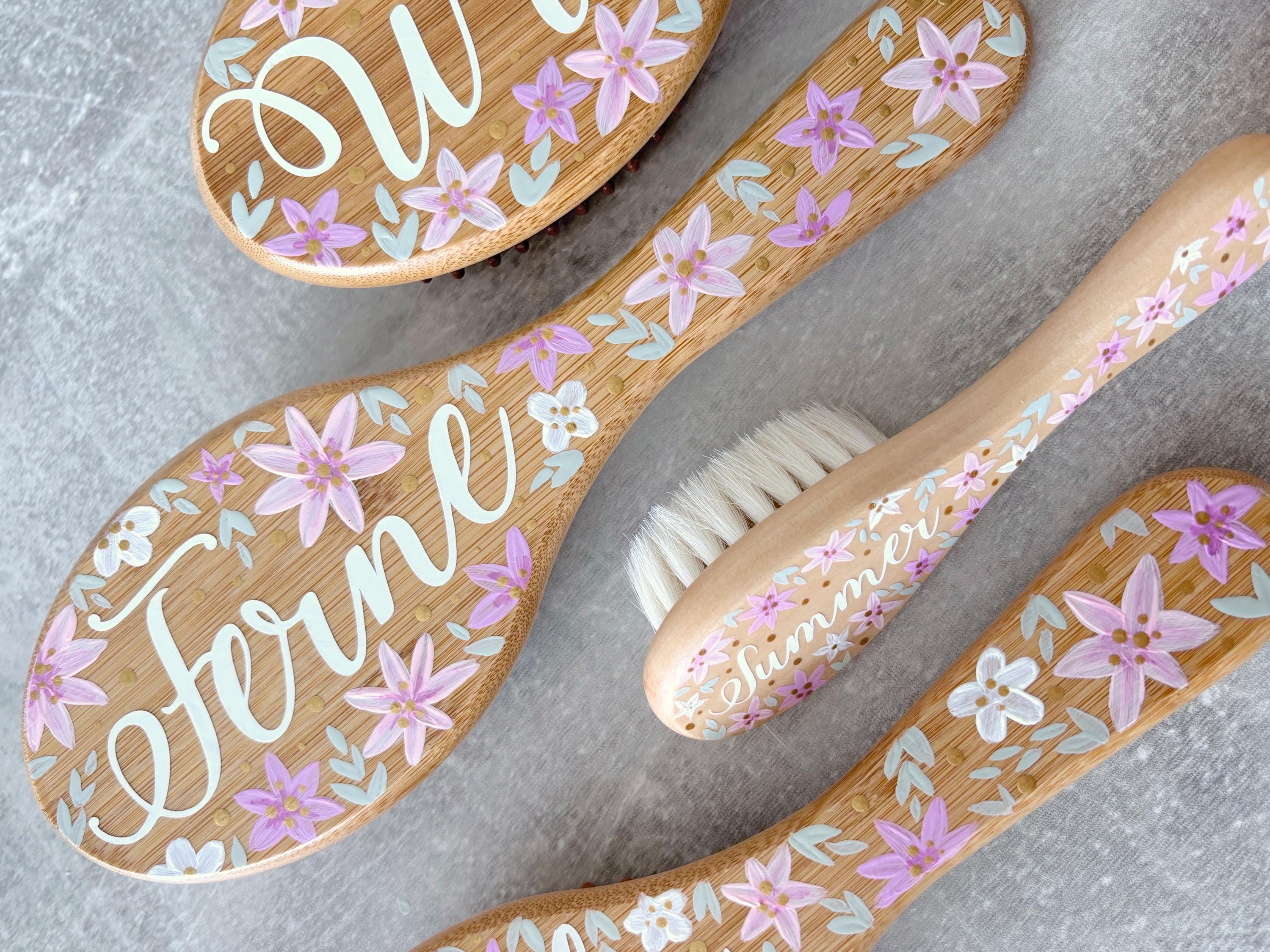 Personalised Hand-Painted Hair Brush Brown Tailoredesign