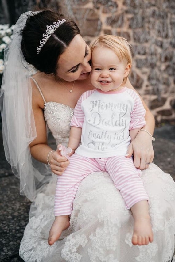 Mummy and Daddy Finally Tied the Knot. Raglan Pink Wedding Pjs With Glitter Detail. Cotton Stripy striped. Honeymoon Reception Night Sleep Etsy New Zealand