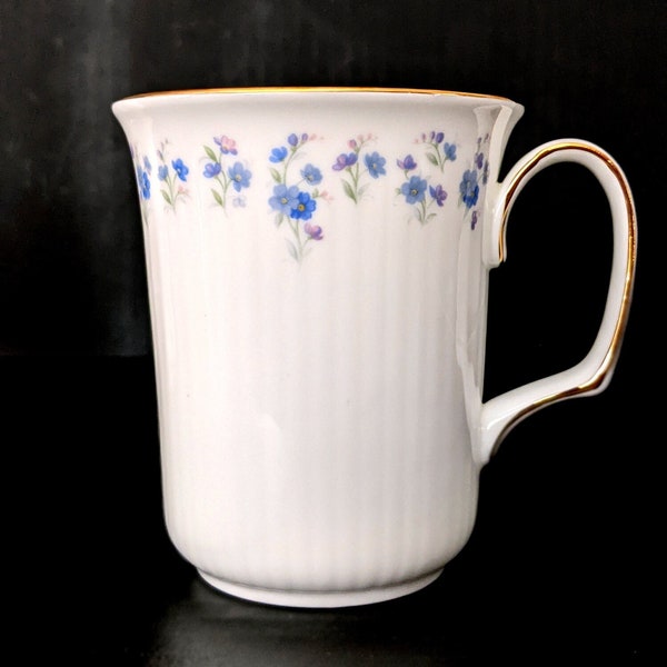 Royal Albert Memory Lane Bristol Mug Coffee Tea  Discontinued pattern White Blue Flower  Fine Bone China England - Listing is for ONE cup