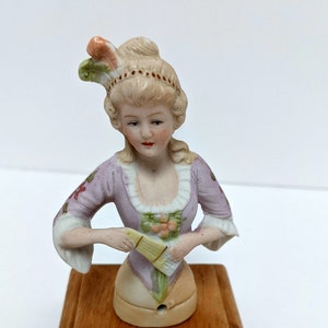 Antique  Porcelain Half Doll, Collectible Antique Doll, Miniature doll, Antique Pincushion Doll, Germany Half Doll, Demi Figurine