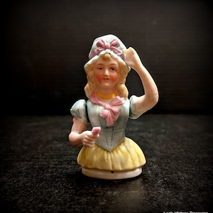 Antique GERMANY Porcelain Jointed Half Doll, RARE Very Old Piece, Demi Figurine, Poseable Miniature Doll, Collectible