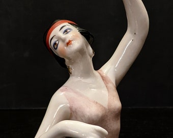Antique Art Deco Flapper Half Doll, Pincushion Doll, Demi Figurine, Germany, Dancing Half Doll, SUPERB condition,