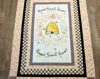 Hand made Large Throw Quilt Blanket, Home Sweet Home Cozy Adult or Childs Blanket, Gift, Home Decor One of a Kind